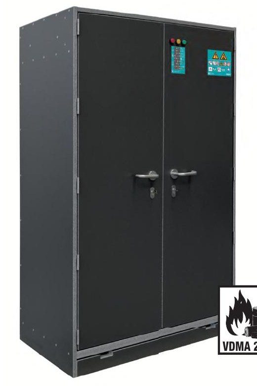 PRIOLION Premium laadkast, beproefd op interne thermal runaway volgens VDMA 24994